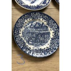Blauw-wit borden Engels Royal Tudor Ware, Ironstone, Liberty