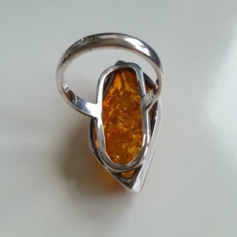 925 sterling zilveren barnsteen amber ring, ringmaat 18