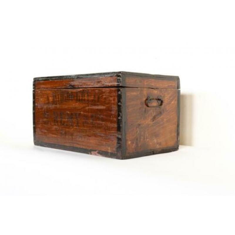 Antieke houten industriële meel kist Leuven
