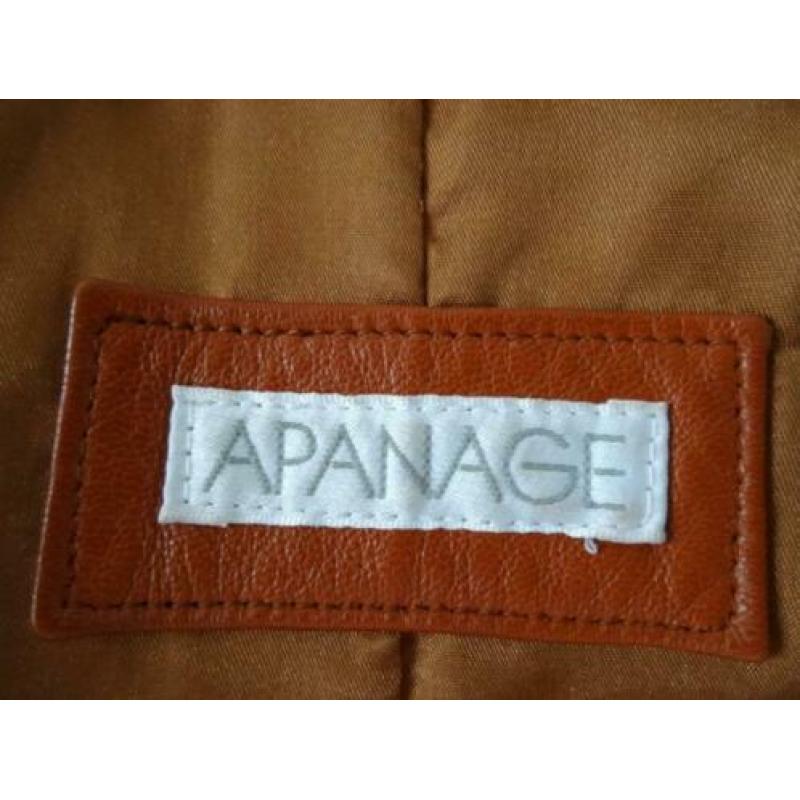 Jas merk APANAGE cognac soepel leder maat 36 nieuwstaat