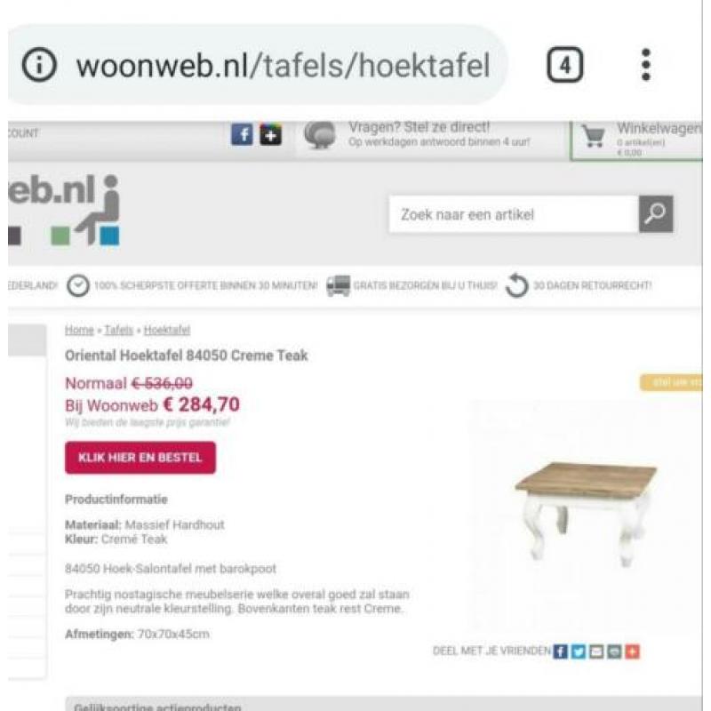 Oriental teak salontafel 70 bij 70