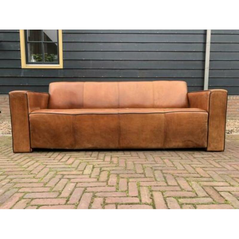 Schapenleren driezits bank art-deco style vintage