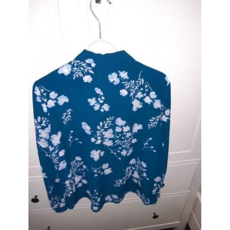 Blouse blauw groen bloemenprint - Jacqueline de Jong