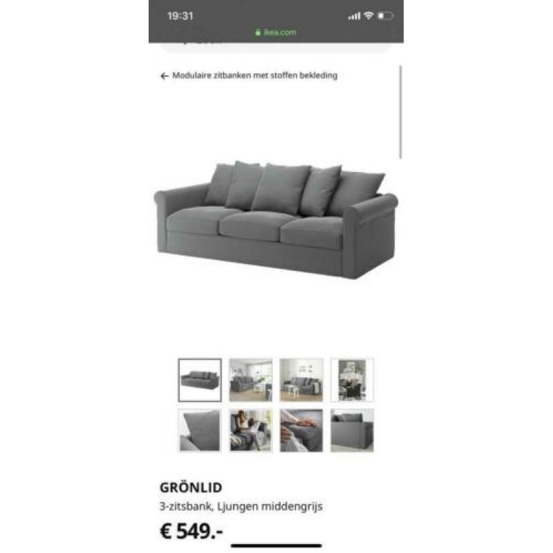 3-zits Grönlid Ikea bank - zo goed als nieuw