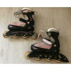 Nette roze skeelers. In maat verstelbaar 32-35