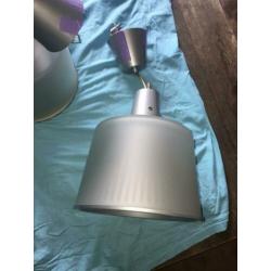 3 x hanglamp zilver/matglas