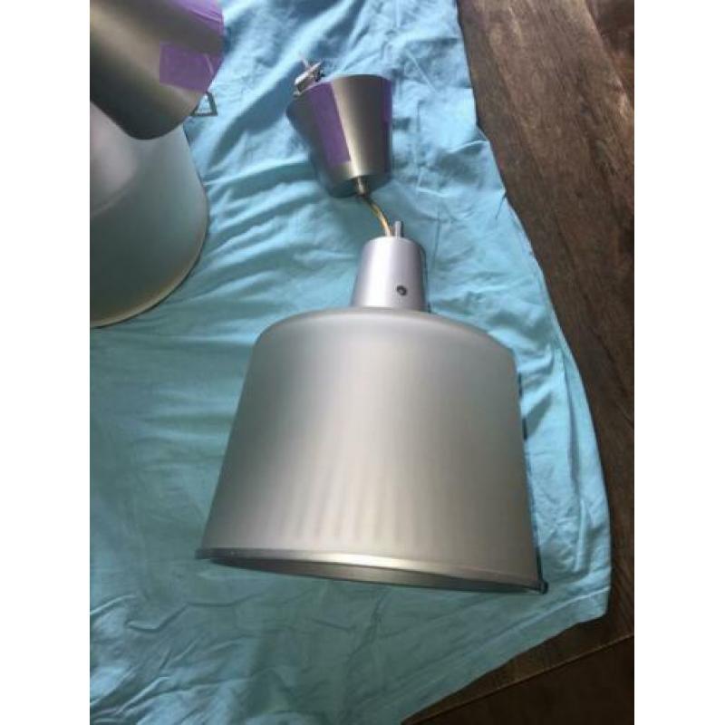 3 x hanglamp zilver/matglas