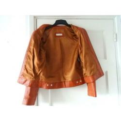 Jas merk APANAGE cognac soepel leder maat 36 nieuwstaat