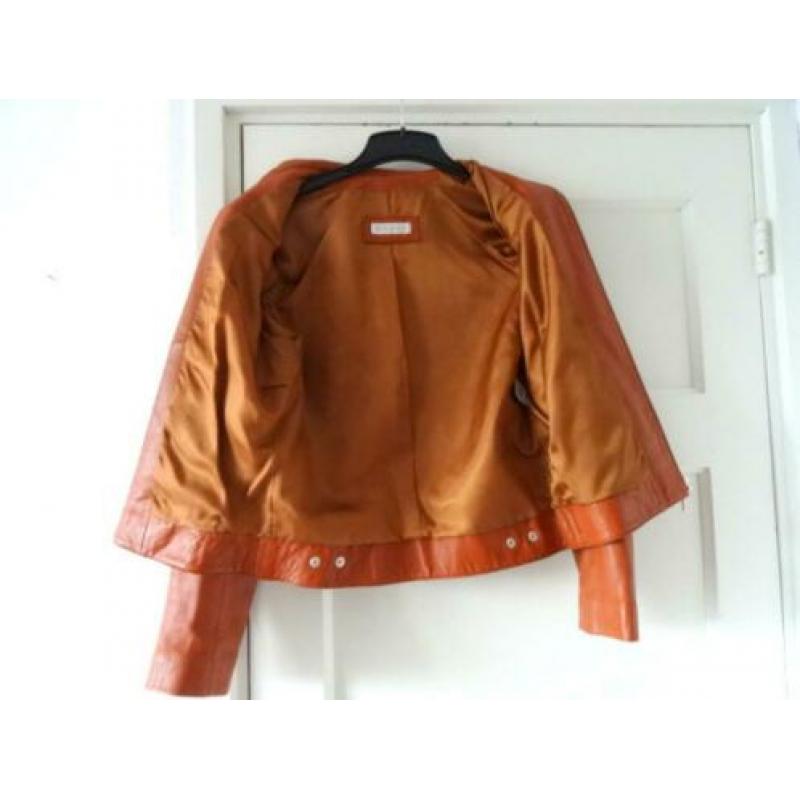Jas merk APANAGE cognac soepel leder maat 36 nieuwstaat