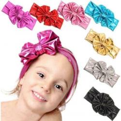 Meisjes baby metallic Haarband Strik goud zilver roze zwart