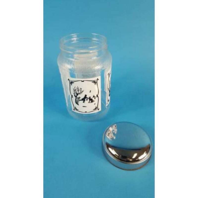 Nescafe glazen voorraadpot, silhouet afbeeldingen. 6C7