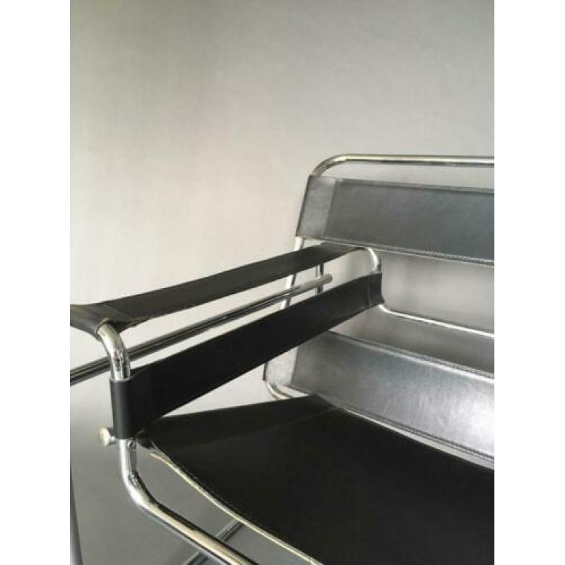 Breuer Wassily Bauhaus chroom buizenstoel fauteuil leer
