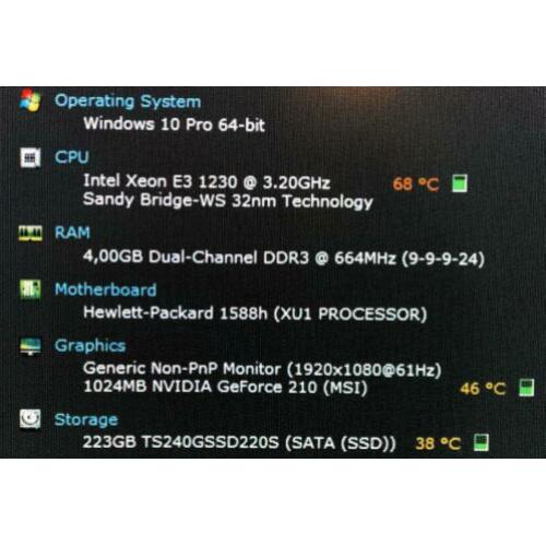 HP Z210 SFF Workstation/ E3-1230/ 4GB DDR3/ 240GB SSD W10
