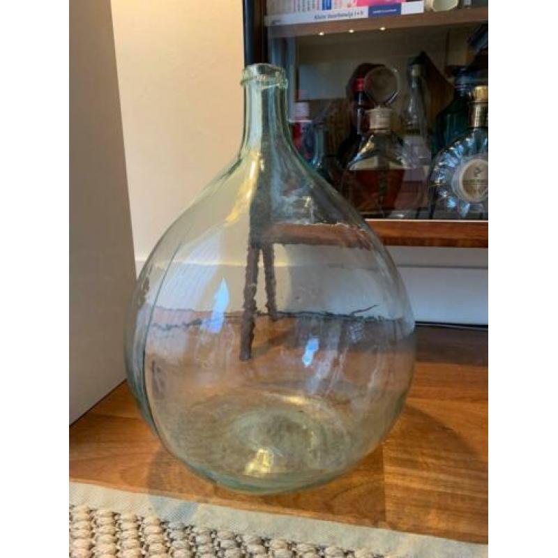 FLES, Grote groene fles van glas