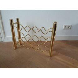 Mooi hollywood regency wijnrek messing