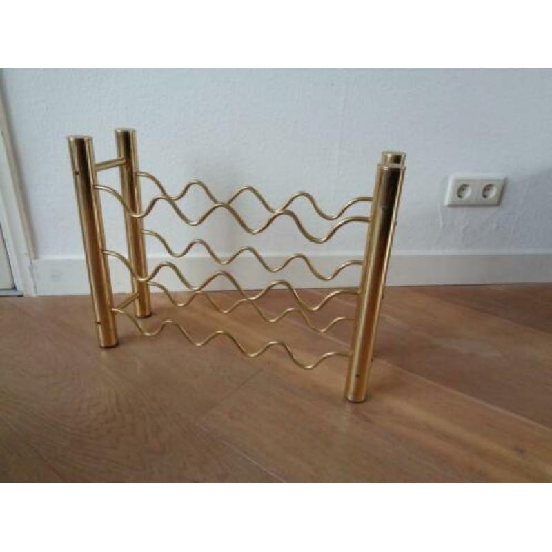 Mooi hollywood regency wijnrek messing