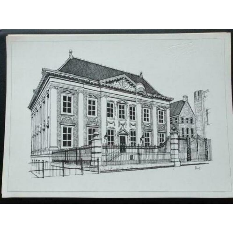 Zeven ansichtkaarten van monumenten in Den Haag
