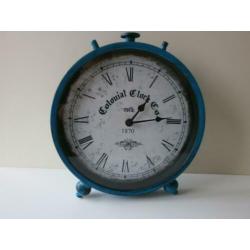 Metalen Retro Tafelklok/Schouwklok, hoogte 30 cm