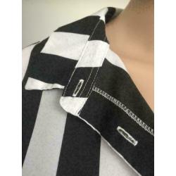 D697 Zwart/wit gestreepte blouse tuniek lang top maat S/M