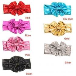 Meisjes baby metallic Haarband Strik goud zilver roze zwart