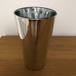 M&M's World zilver spiegel glas hoog mok beker COLLECTIBLE