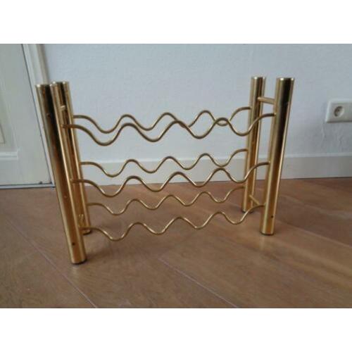 Mooi hollywood regency wijnrek messing