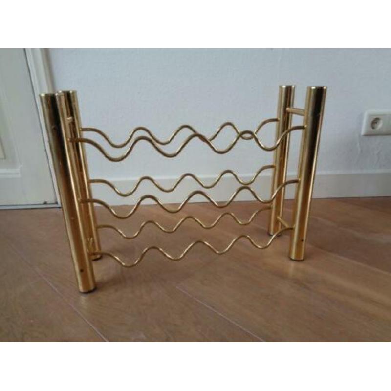 Mooi hollywood regency wijnrek messing