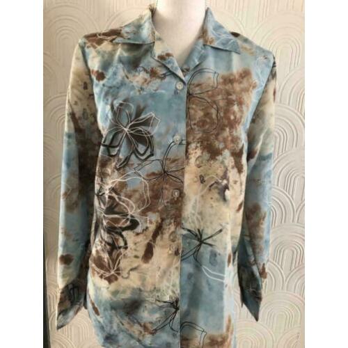 Maat m - styles - blauw geprinte polyester shirt/ blouse
