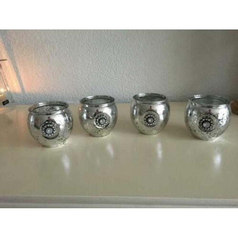 4 waxinelichtjes zilver