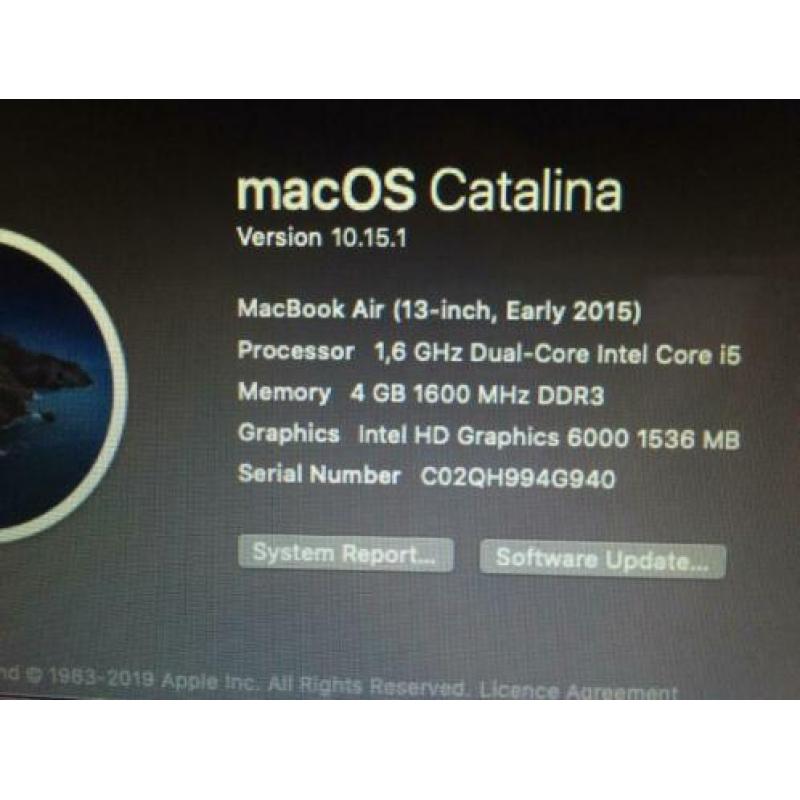 Laptop Air early 2015 met Macos Catalina en Office