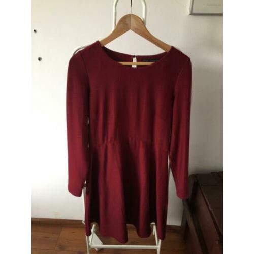 Steps elastische stretch jurk bordeaux lange mouwen 38 M
