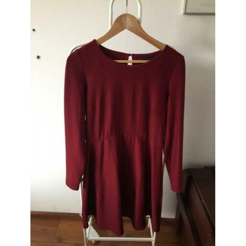 Steps elastische stretch jurk bordeaux lange mouwen 38 M