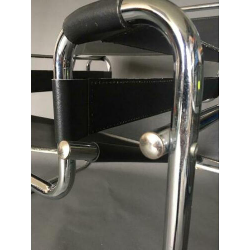 Breuer Wassily Bauhaus chroom buizenstoel fauteuil leer