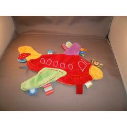 labellabel vliegtuig doekje rood/geel/paars/groen velours