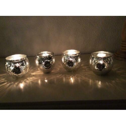 4 waxinelichtjes zilver