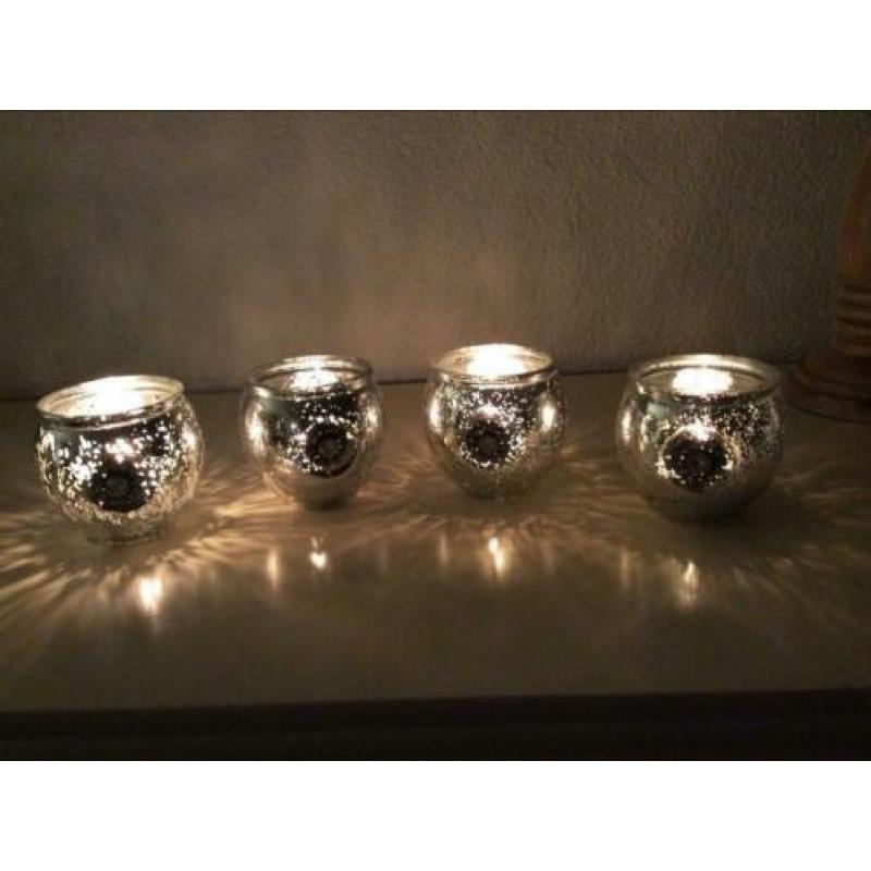 4 waxinelichtjes zilver