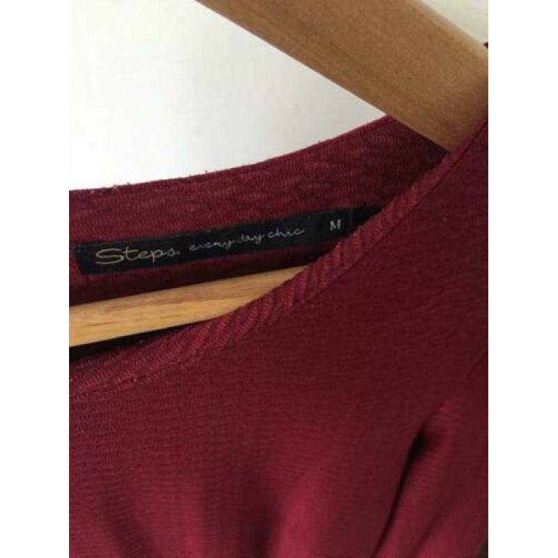 Steps elastische stretch jurk bordeaux lange mouwen 38 M
