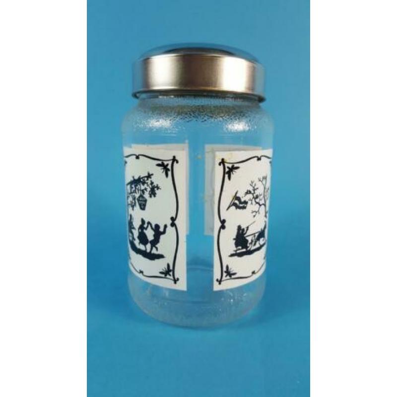 Nescafe glazen voorraadpot, silhouet afbeeldingen. 6C7