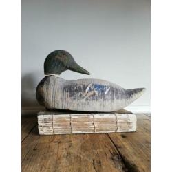 Oude houten lokeend, drijver, decoy ( decoy – lokaas)