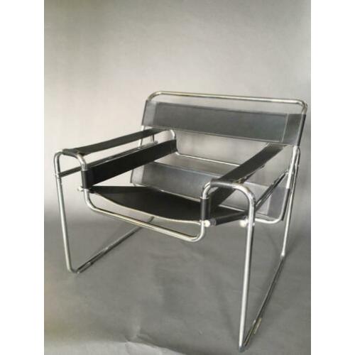 Breuer Wassily Bauhaus chroom buizenstoel fauteuil leer