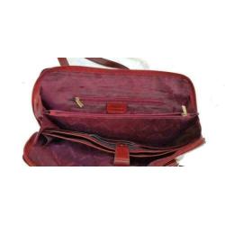 D243 RITELLE rood lederen schoudertas, kantoortas collegetas