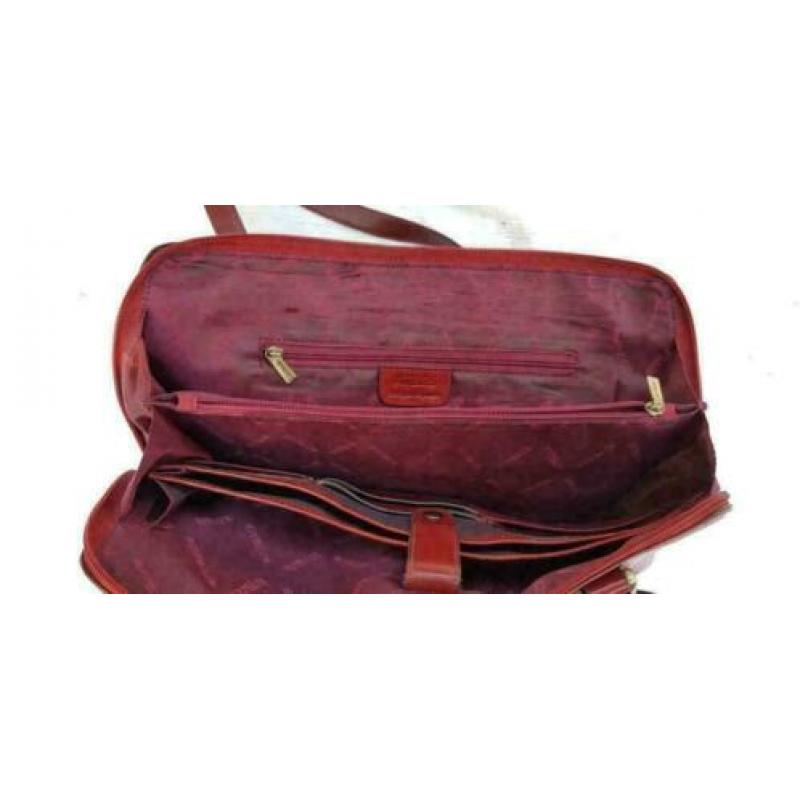 D243 RITELLE rood lederen schoudertas, kantoortas collegetas