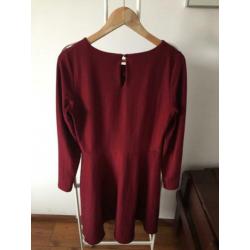 Steps elastische stretch jurk bordeaux lange mouwen 38 M