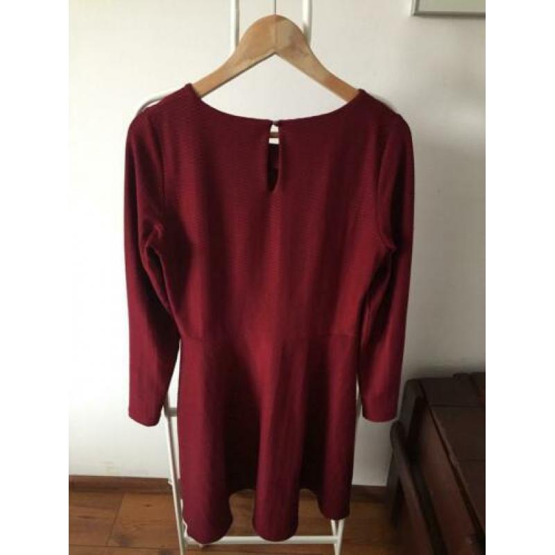 Steps elastische stretch jurk bordeaux lange mouwen 38 M