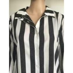 D697 Zwart/wit gestreepte blouse tuniek lang top maat S/M