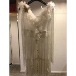 Prachtige jaren 20 witte Charleston outfit jurk en pruik