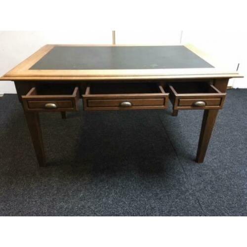 Bureau met lederen inleg Eettafel Vintage Look