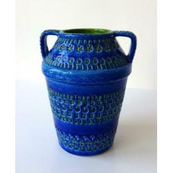 Keramiek vaas twee oren turquoise groen Bitossi 2789-k