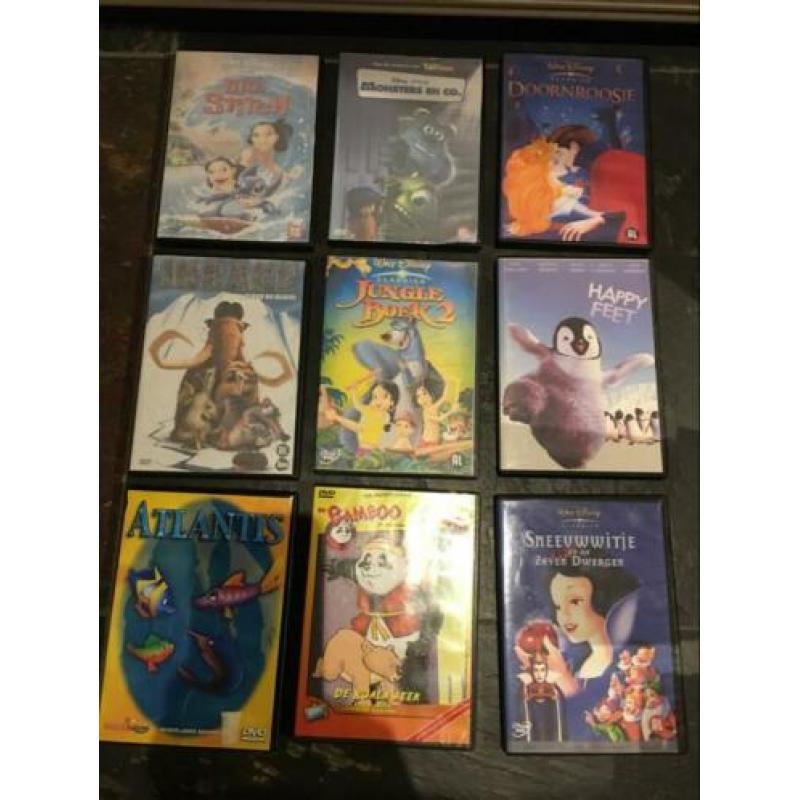 Grote set kinder en Disney dvd’s 76 stuks