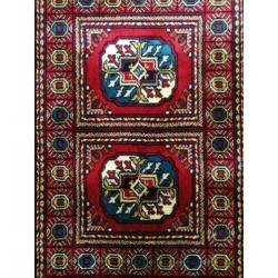 Vintage Perzisch tapijt Bokhara art silk retro kleed 40x61cm